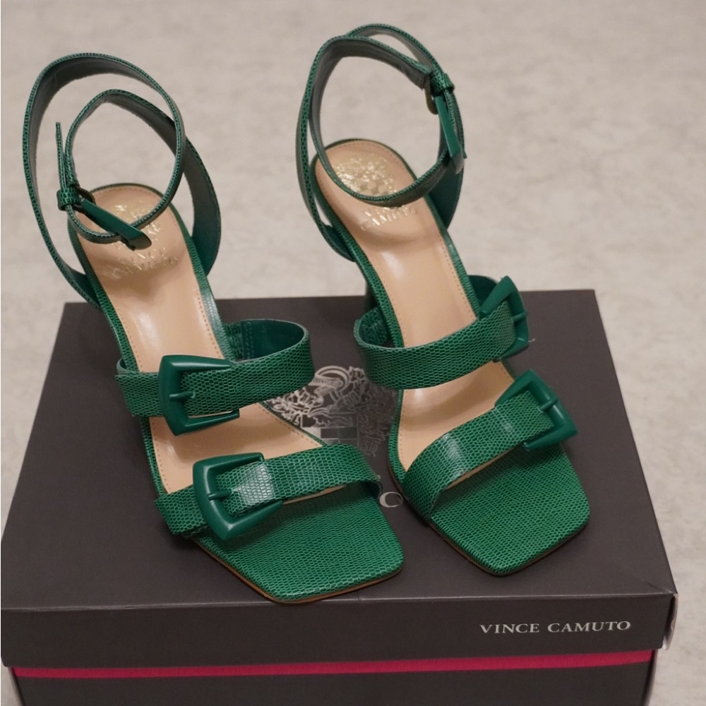 Vince Camuto Jeminstie Buckle Heeled Sandal - Authentic, Final Sale.
